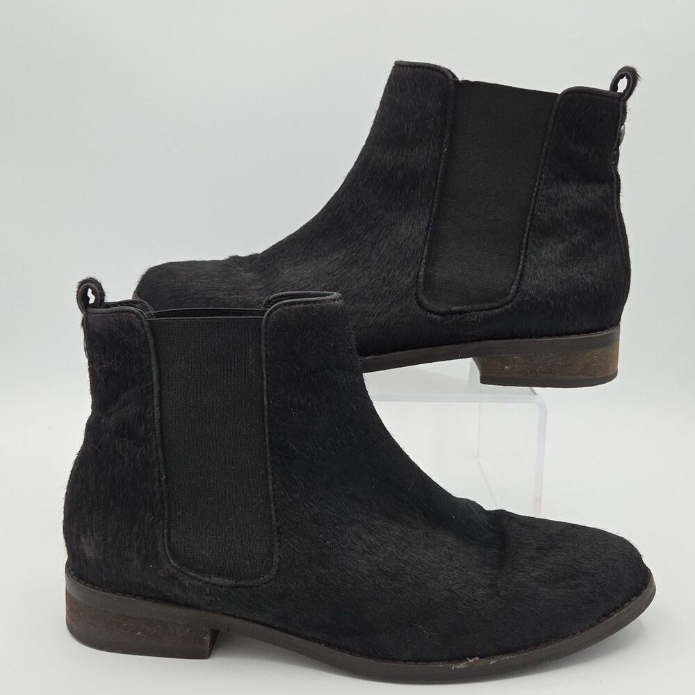 Maruti Black Calf Hair Chelsea Boots US Sz 8.5 EU Size 40 Block Heel EUC
